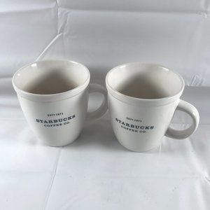 VTG 2001 Starbucks Barista White 18 oz Ceramic Coffee Mug. set of 2